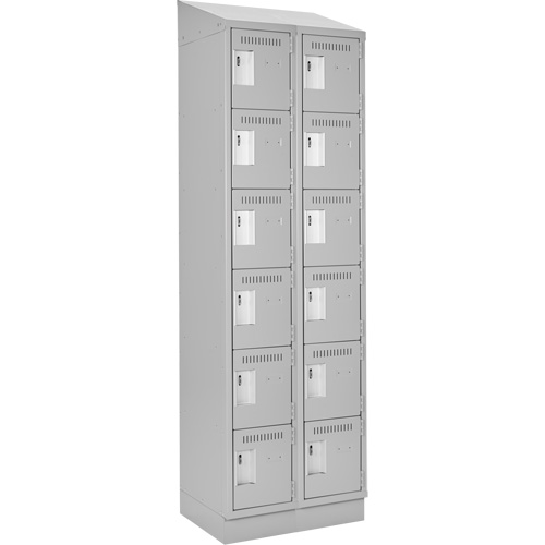 Clean Line Lockerette, 6 -tier, Bank of 2, 24" x 18" x 82", Steel, Grey, Rivet (Assembled) Pryde Industrial Inc.