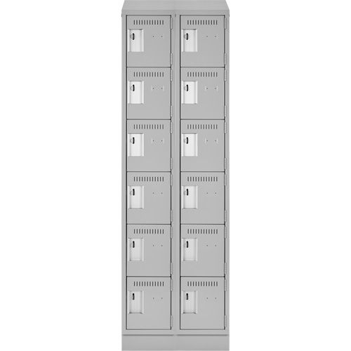 Clean Line Lockerette, 6 -tier, Bank of 2, 24" x 18" x 82", Steel, Grey, Rivet (Assembled) Pryde Industrial Inc.