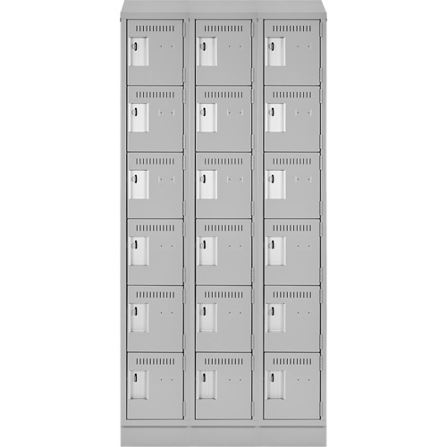 Clean Line Lockerette, 6 -tier, Bank of 3, 36" x 18" x 82", Steel, Grey, Rivet (Assembled) Pryde Industrial Inc.