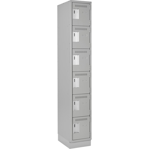 Clean Line Lockerette, 6 -tier, 12" x 18" x 76", Steel, Grey, Rivet (Assembled) Pryde Industrial Inc.