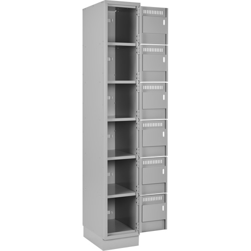 Clean Line Lockerette, 6 -tier, Bank of 4, 48" x 18" x 76", Steel, Grey, Rivet (Assembled) Pryde Industrial Inc.
