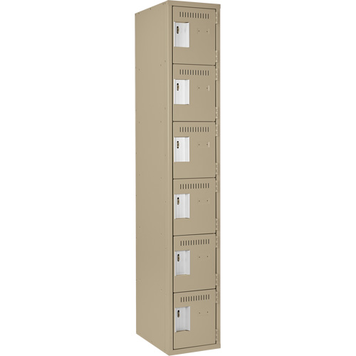 Petits casiers Clean Line, 6 niveaux, 12" x 18" x 72", Acier, Beige, Rivet (assembl&eacute;) Pryde Industrial Inc.