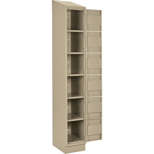 Clean Line Lockerette , 6 -tier, Bank of 4, 48" x 18" x 82", Steel, Beige, Rivet (Assembled) Pryde Industrial Inc.