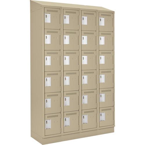 Clean Line Lockerette , 6 -tier, Bank of 4, 48" x 18" x 82", Steel, Beige, Rivet (Assembled) Pryde Industrial Inc.