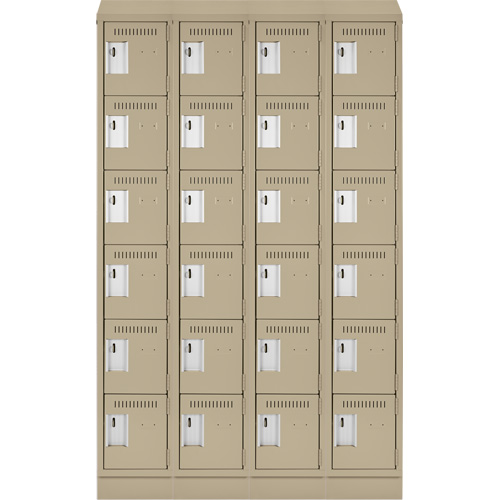 Clean Line Lockerette , 6 -tier, Bank of 4, 48" x 18" x 82", Steel, Beige, Rivet (Assembled) Pryde Industrial Inc.