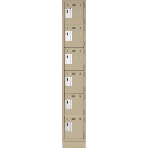Clean Line Lockerette, 6 -tier, 12" x 18" x 76", Steel, Beige, Rivet (Assembled) Pryde Industrial Inc.