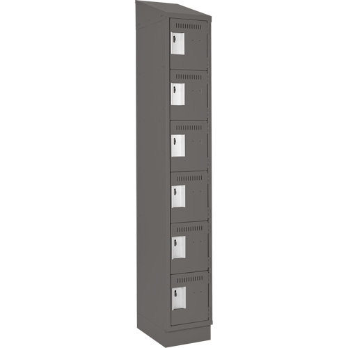 Clean Line Lockerette, 6 -tier, 12" x 18" x 82", Steel, Charcoal, Rivet (Assembled) Pryde Industrial Inc.