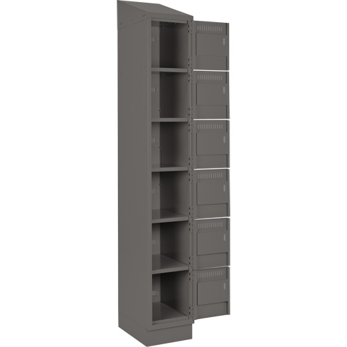 Clean Line Lockerette, 6 -tier, Bank of 4, 48" x 18" x 82", Steel, Charcoal, Rivet (Assembled) Pryde Industrial Inc.