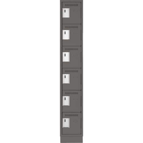 Clean Line Lockerette, 6 -tier, 12" x 18" x 76", Steel, Charcoal, Rivet (Assembled) Pryde Industrial Inc.