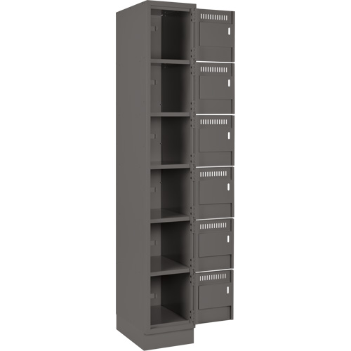 Clean Line Lockerette, 6 -tier, Bank of 3, 36" x 18" x 76", Steel, Charcoal, Rivet (Assembled) Pryde Industrial Inc.