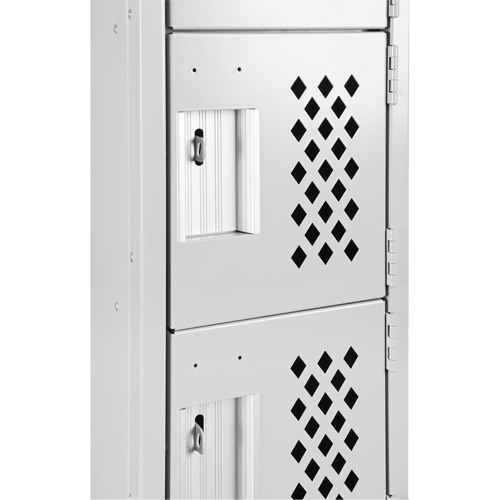 Assembled Clean Line Perforated Economy Lockers, 6 -tier, Bank of 4, 18" x 72" x 12", Steel Pryde Industrial Inc.