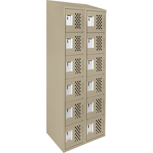 Clean-Line Perforated Lockerette, 6 -tier, Bank of 2, 12" x 72" x 12", Steel Pryde Industrial Inc.