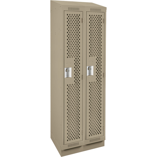 Clean Line Lockers, Bank of 2, 24" x 15" x 82", Steel, Beige, Rivet (Assembled), Perforated Pryde Industrial Inc.