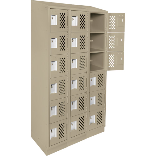 Clean-Line Perforated Lockerette, 6 -tier, Bank of 3, 12" x 72" x 12", Steel Pryde Industrial Inc.