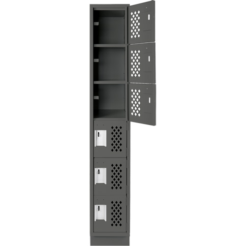 Assembled Lockerettes Clean Line Perforated Economy Lockers, 6 -tier, 18" x 72" x 12", Steel Pryde Industrial Inc.