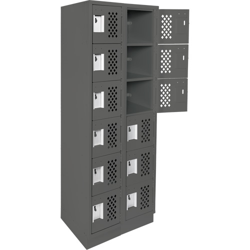 Assembled Lockerettes Clean Line Perforated Economy Lockers, 6 -tier, Bank of 2, 18" x 72" x 12", Steel Pryde Industrial Inc.