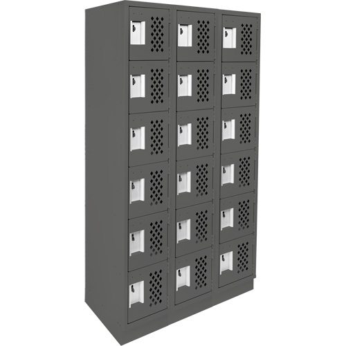 Assembled Lockerettes Clean Line Perforated Economy Lockers, 6 -tier, Bank of 3, 18" x 72" x 12", Steel Pryde Industrial Inc.