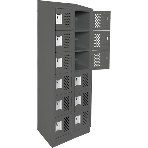 Clean-Line Perforated Lockerette, 6 -tier, Bank of 2, 12" x 72" x 12", Steel Pryde Industrial Inc.