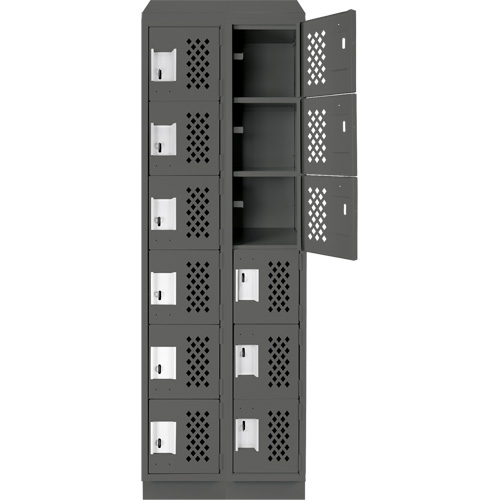 Clean-Line Perforated Lockerette, 6 -tier, Bank of 2, 12" x 72" x 12", Steel Pryde Industrial Inc.