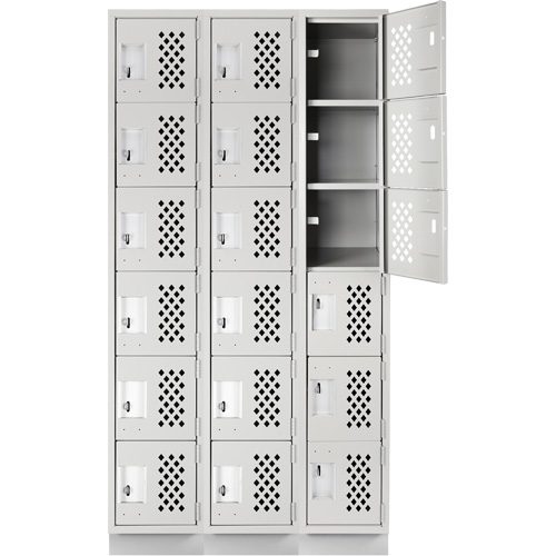 Assembled Lockerettes Clean Line Perforated Economy Lockers, 6 -tier, Bank of 3, 18" x 72" x 12", Steel Pryde Industrial Inc.