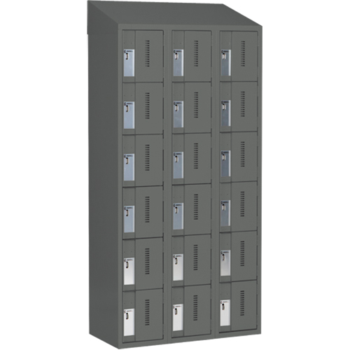 Concorde Heavy-Duty Lockers, 6 -tier, Bank of 3, 36" x 18" x 78", Steel, Charcoal, Welded (Assembled) Pryde Industrial Inc.