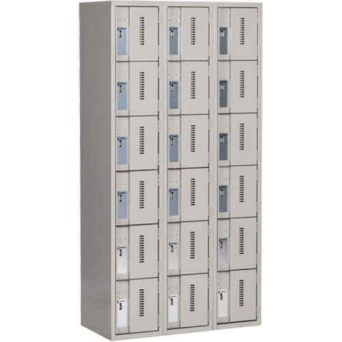 Concorde Heavy-Duty Lockers, 6 -tier, Bank of 3, 36" x 18" x 72", Steel, Grey, Welded (Assembled) Pryde Industrial Inc.