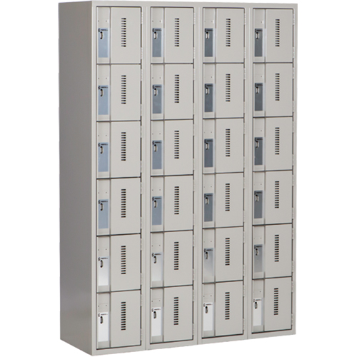 Concorde Heavy-Duty Lockers, 6 -tier, Bank of 4, 48" x 18" x 72", Steel, Grey, Welded (Assembled) Pryde Industrial Inc.