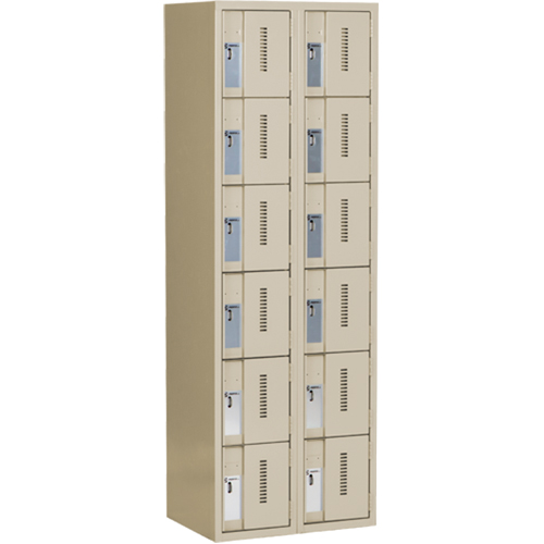 Concorde Heavy-Duty Lockers, 6 -tier, Bank of 2, 24" x 18" x 72", Steel, Beige, Welded (Assembled) Pryde Industrial Inc.