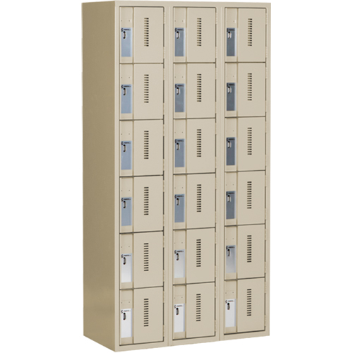 Concorde Heavy-Duty Lockers, 6 -tier, Bank of 3, 36" x 18" x 72", Steel, Beige, Welded (Assembled) Pryde Industrial Inc.