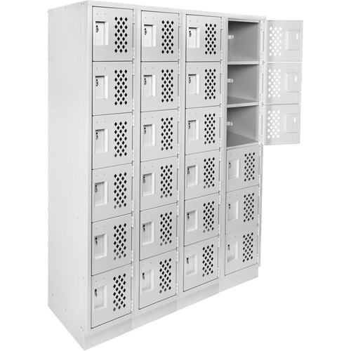 Assembled Clean Line Perforated Economy Lockers, 6 -tier, Bank of 4, 18" x 72" x 12", Steel Pryde Industrial Inc.