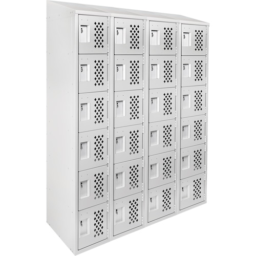 Assembled Clean Line Perforated Economy Lockers, 6 -tier, Bank of 4, 18" x 72" x 12", Steel Pryde Industrial Inc.