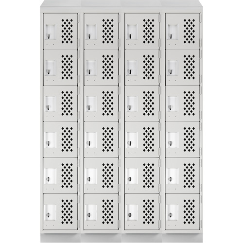Assembled Clean Line Perforated Economy Lockers, 6 -tier, Bank of 4, 18" x 72" x 12", Steel Pryde Industrial Inc.