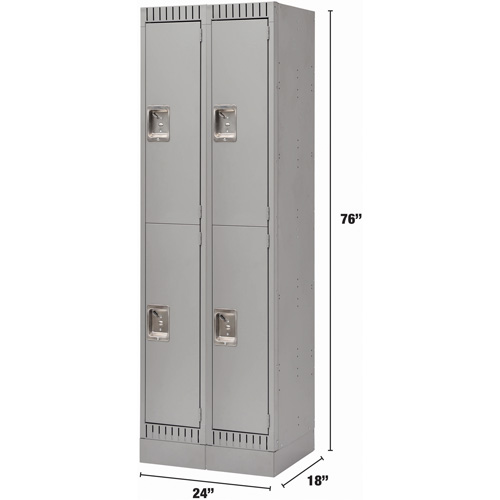 Casiers, 2 niveaux, Bloc de 2, 24" x 18" x 76", Acier, Gris, D&eacute;mont&eacute; Pryde Industrial Inc.