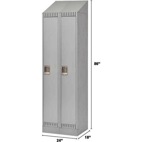Lockers, Bank of 2, 24" x 18" x 86", Steel, Grey, Knocked Down Pryde Industrial Inc.