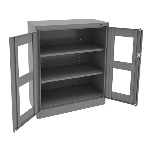 C-Thru Counter High Cabinet, Steel, 2 Shelves, 42" H x 36" W x 18" D Pryde Industrial Inc.