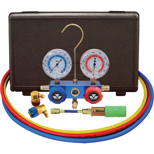 Ensemble de manom&egrave;tre &agrave; collecteur &agrave; deux voies pour l'automobile R134A avec mini injecteur de colorant Pryde Industrial Inc.