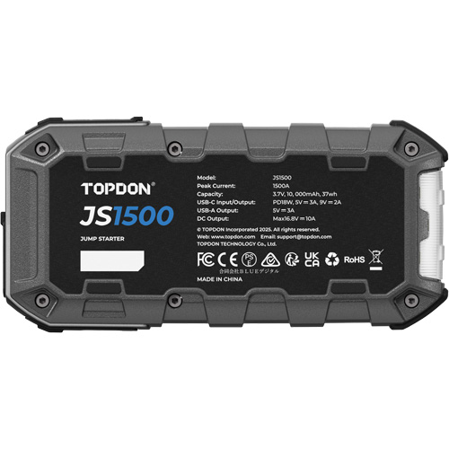 D&eacute;marreur d'appoint, survolteur, banque d'alimentation et lampe de poche JumpSurge1500 Pryde Industrial Inc.
