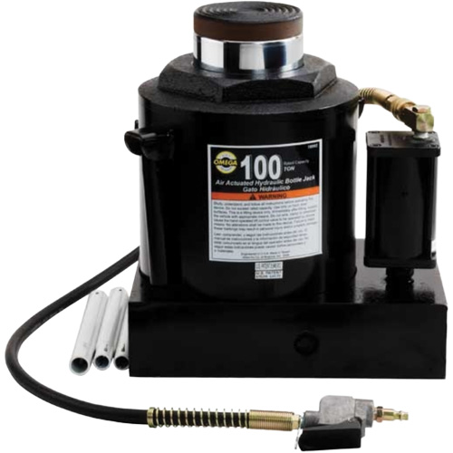 Air Actuated Bottle Jack, 100 Ton(s), Air Hydraulic/Manual Hydraulic, 17-22/25" Raised Height Pryde Industrial Inc.