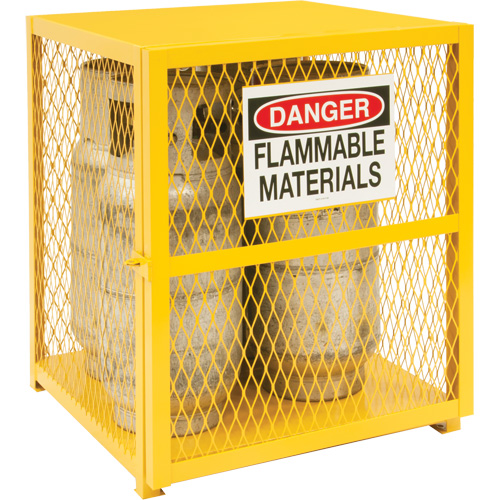 Gas Cylinder Storage Cabinet, 4 Cylinder Capacity, 30" W x 30" D x 35" H, Yellow Pryde Industrial Inc.