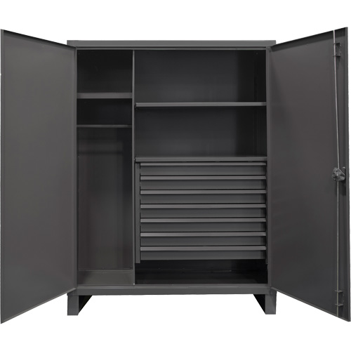 Extra Heavy-Duty Wardrobe Cabinet, Steel, 48" W x 24" D x 78" H, Grey Pryde Industrial Inc.