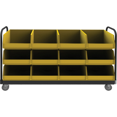 Mobile Tub Rack, Double-sided, 12 bins, 78" W x 18" D x 47" H Pryde Industrial Inc.
