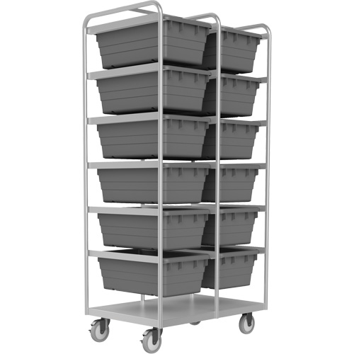 Mobile Tub Rack, Double-sided, 12 bins, 26" W x 36" D x 74" H Pryde Industrial Inc.