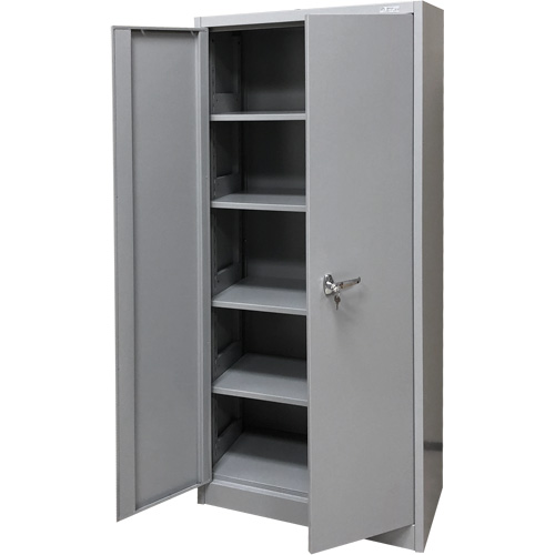 Storage Cabinet, Steel, 4 Shelves, 66" H x 30" W x 15" D, Grey Pryde Industrial Inc.