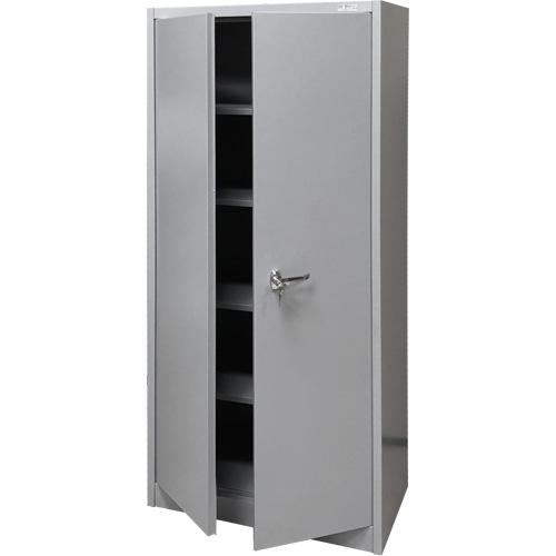 Storage Cabinet, Steel, 4 Shelves, 66" H x 30" W x 15" D, Grey Pryde Industrial Inc.
