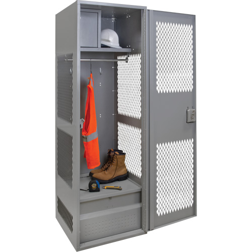 Casier pour &eacute;quipement avec porte, Acier, 24" la x 24" p x 72" h, Gris Pryde Industrial Inc.