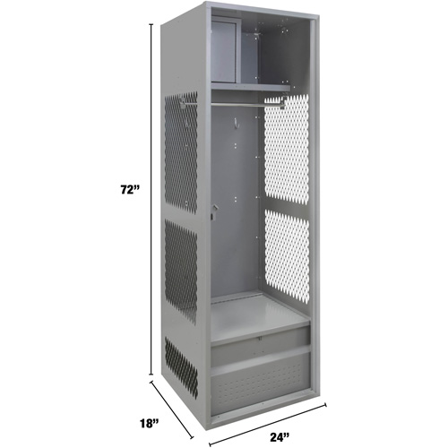 Casier pour &eacute;quipement, Acier, 24" la x 18" p x 72" h, Gris Pryde Industrial Inc.
