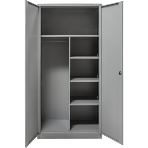 Combination Storage Cabinet, 36" W x 18" D x 72" H, Grey Pryde Industrial Inc.