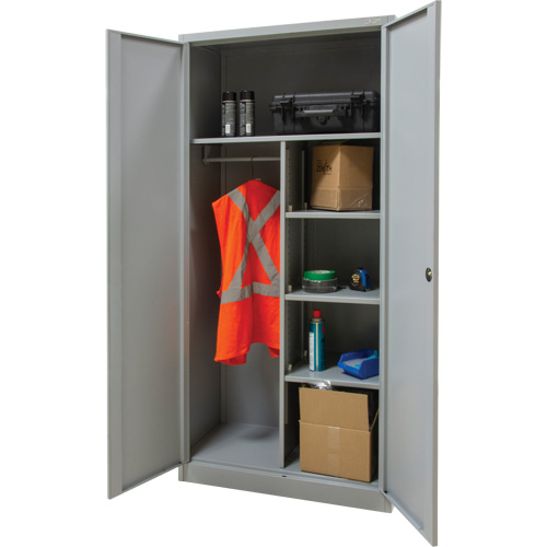 Combination Storage Cabinet, 36" W x 18" D x 72" H, Grey Pryde Industrial Inc.