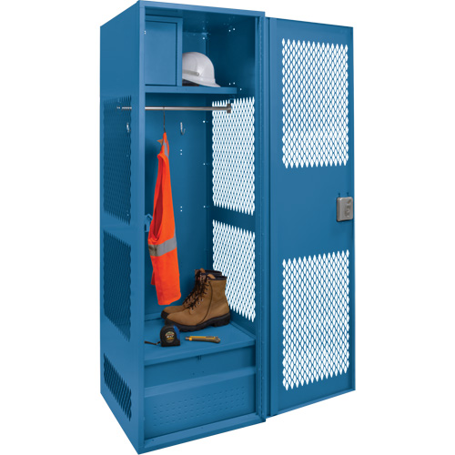 Casier pour &eacute;quipement avec porte, Acier, 24" la x 24" p x 72" h, Bleu fonc&eacute; Pryde Industrial Inc.