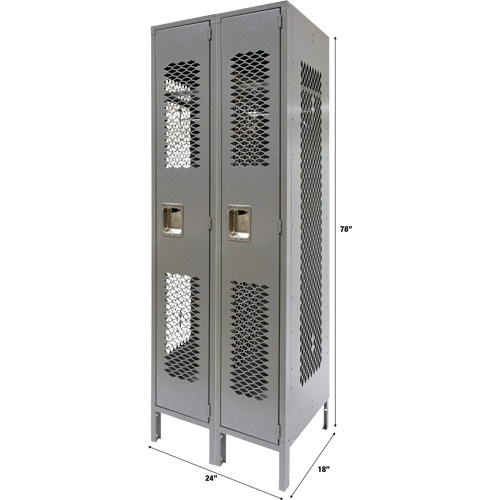 Casiers ventil&eacute;s, Bloc de 2, 24" x 18" x 78", Acier, Gris, D&eacute;mont&eacute;, Perfor&eacute; Pryde Industrial Inc.